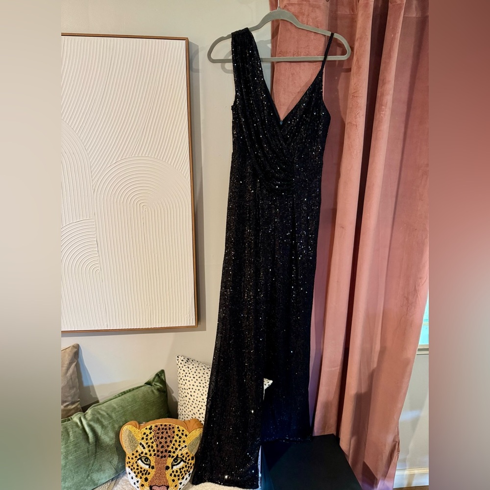 Fashion Nova Black Sequin Jumpsuit